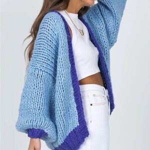 Princess Polly Blue and Purple Knit Cardigan